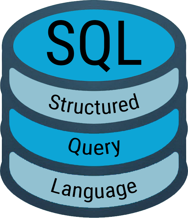 Logo d'une pile de ronds bleus avec l'inscription SQL et Structured Query Language.